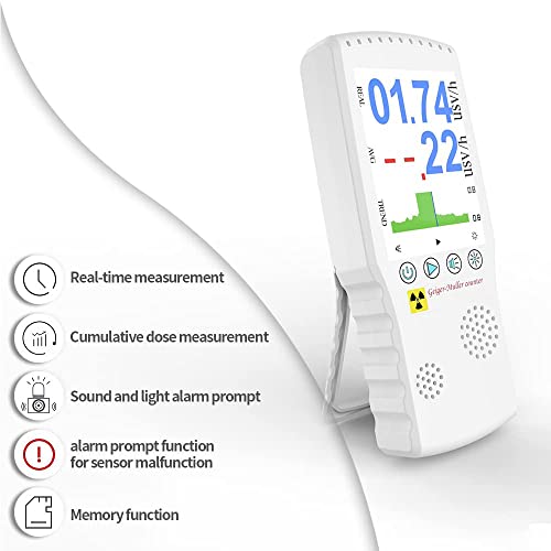 SHENGSHIYU Digital Electromagnetic Field Radiation Detector Handheld Radiation Dose Alarm High Accuracy for Pollution Monitoring Marble Radioactive Alarm,White