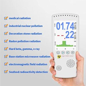 SHENGSHIYU Digital Electromagnetic Field Radiation Detector Handheld Radiation Dose Alarm High Accuracy for Pollution Monitoring Marble Radioactive Alarm,White