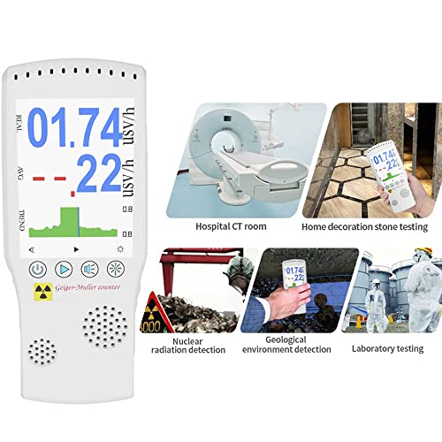 SHENGSHIYU Digital Electromagnetic Field Radiation Detector Handheld Radiation Dose Alarm High Accuracy for Pollution Monitoring Marble Radioactive Alarm,White