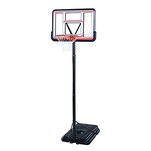 Lifetime Pro Court Height Adjustable Portable Basketball System, 44 Inch Backboard, Red/White & Spalding React TF-250 Indoor-Outdoor Basketball 29.5"