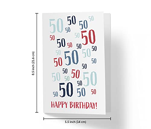 50th Birthday Card - Just A Number 50th Anniversary Card For Brother, Sister, Dad, Mom, Boyfriend, Grilfriend - 50 Years Old Birthday Card - Happy 50th Birthday Card - With Envelope