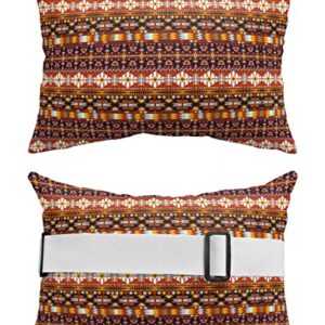 Recliner Head Pillow Ledge Loungers Chair Pillows with Insert Retro Abstract Symmetric Orange Totem Pattern Lumbar Pillow with Adjustable Strap Outdoor Waterproof Patio Pillows for Beach Pool, 2 PCS