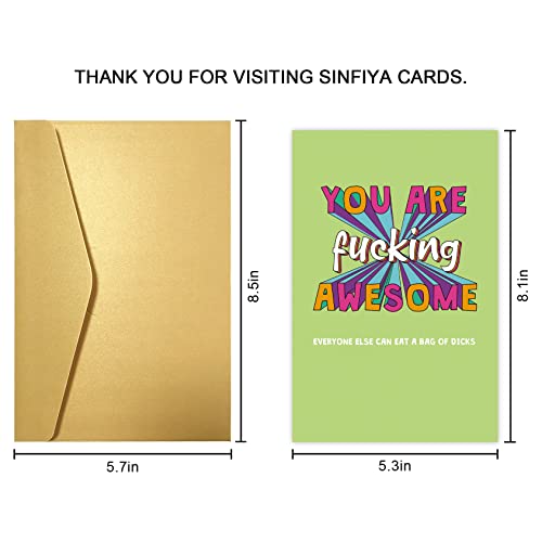 Funny Friendship Greeting Card, Rude Birthday Greeting Card for Friend Brother, Sarcastic, You’re Fucking Awesome