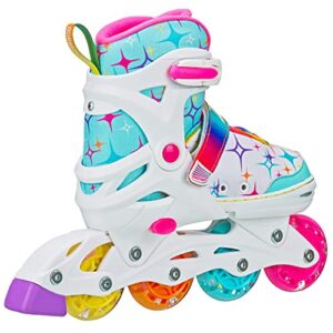 Roller Derby Stryde Youth Adjustable Inline Lighted Wheel Skates Medium White/Teal