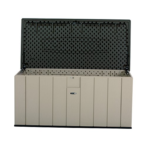 Lifetime 60254 Heavy-Duty Outdoor Storage Deck Box, 150 Gallon, Desert Sand/Brown & Master Lock 140DLH Padlock, 1 Pack, Bronze/Silver