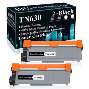 2 Black TN630 Toner Cartridge Replacement for Brother HL-L2300D L2315DW L2320D L2340DW L2360DW L2380DW MFC-L2680W L2700DW L2705DW L2707DW L2720DW L2740DW DCP-L2520DW L2520DW Printer,Sold by TopInk