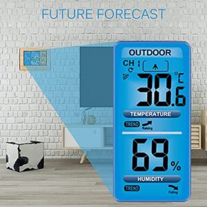 Peahog Weather Station Wireless Indoor Outdoor Thermometer, Color Display Digital Weather Station with Atomic Clock Calendar Temperature Alarm Forecast Station with Barometer and Adjustable Backlight