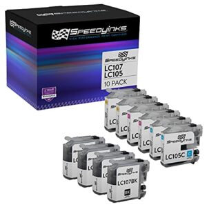 speedyinks compatible ink cartridge replacement for brother lc-107 & lc-105 super high yield (4 black, 2 cyan, 2 magenta, 2 yellow, 10-pack)