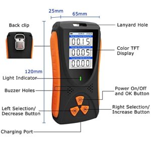 YNITJH Portable Geiger Counter Nuclear Radiation Monitor Alarm Nuclear Radiation Detector Personal Dose Ore Xy Ray Measuring Instrument Dosimeter Digital Meter High Sensitivity