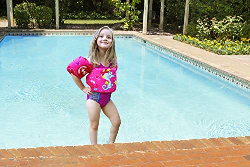 Poolmaster Learn-To-Swim Lil' Splashers Swimming Pool Float Training Aid Swim Vest and Arm Floaties, Pink