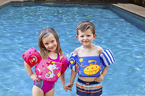 Poolmaster Learn-To-Swim Lil' Splashers Swimming Pool Float Training Aid Swim Vest and Arm Floaties, Pink