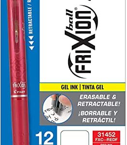 PILOT FriXion Clicker Erasable, Refillable & Retractable Gel Ink Pens, Fine Point, Red Ink, 12-Pack (31452)