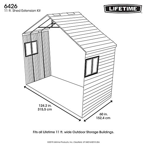 Lifetime 6426 60 Inch Extension Kit for 11 Foot Sheds, 2 Windows Included, Desert Sand
