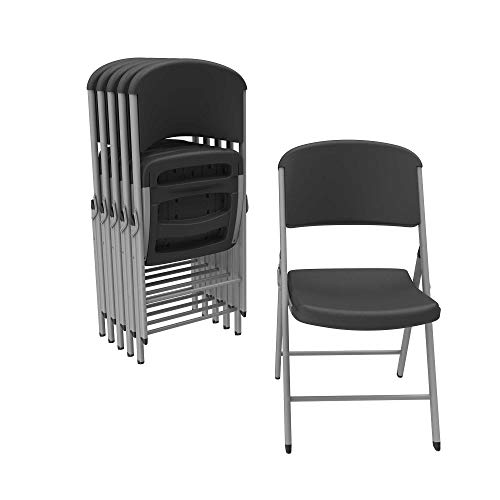 LIFETIME Commercial Grade Folding Chairs, 6 Pack, Black