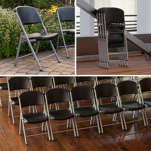 LIFETIME Commercial Grade Folding Chairs, 6 Pack, Black