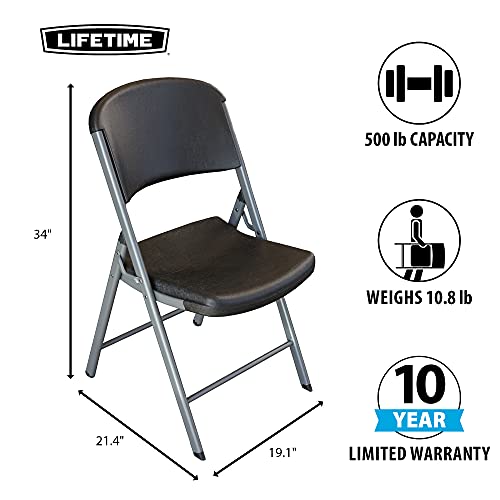 LIFETIME Commercial Grade Folding Chairs, 6 Pack, Black