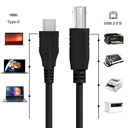 USB C Printer Cable 3.3Ft, Type C to USB B Printer Scanner Cable Compatible with MacBook Pro, HP, Dell, Epson, Canon, Brother, Samsung Printers