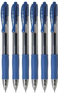 pilot pen 2605 g2 07 gel ink pen 0.7 mm 0.38 mm tip 0.38 mm line width 0.38 mm refillable bl-g2-7 pack of 6 blue