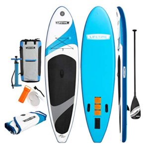 lifetime vista inflatable stand up paddle board, 11′ long x 32″ wide x 6″ thick, durable and lightweight sup, stable wide stance deck, includes backpack, paddle, pump, removable fin and repair kit