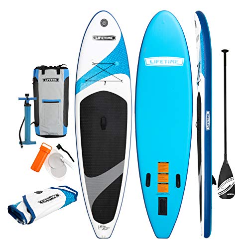 Lifetime Vista Inflatable Stand Up Paddle Board, 11' Long x 32" Wide x 6" Thick, Durable and Lightweight SUP, Stable Wide Stance Deck, Includes Backpack, Paddle, Pump, Removable Fin and Repair Kit