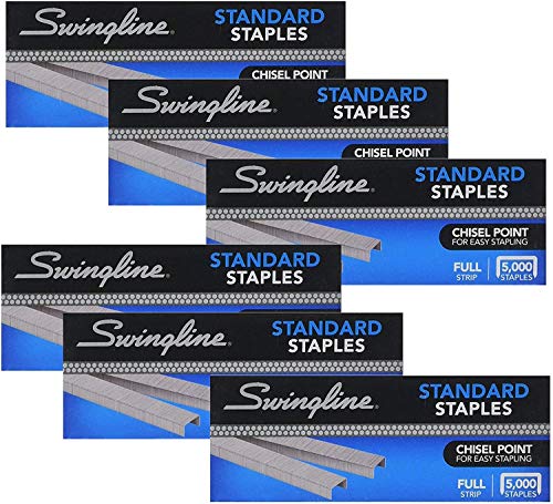 Swingline SF1 Standard Staples (5,000 per Box), Pack of 6