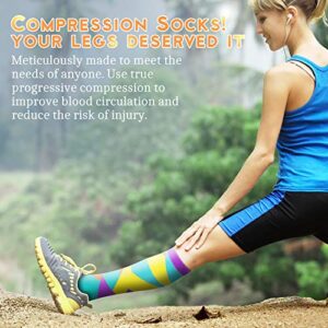 Compression Socks for Women & Men 15-20 mmHg, Best for Nursing, Running, Athletic, Edema, Travel (Large/X-Large, 13 Pink/Multi/Multi/White/Blue/Pink/Black)