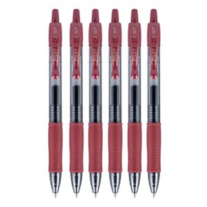 pilot g2 premium refillable & retractable rolling ball gel pens, 0.7mm fine point, burgundy, 6-pack