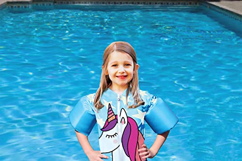 Poolmaster Swimming Pool Swim Shirt Swim Vest with Arm Floaties, Unicorn
