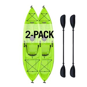 tioga sit-on-top kayak with paddle (2 pack), lime, 120″