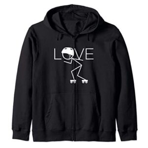 Roller Derby Girls Women Roller Skating Team Gifts Love Zip Hoodie