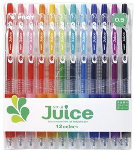pilot juice gel ink ballpoint pen, 0.5mm, 12 color set (lju120ef-12c)
