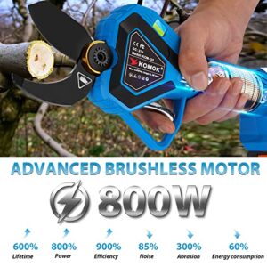 KOMOK Professional Cordless Electric Pruning Shears, 2pcs Backup Rechargeable 2Ah Lithium Battery Powered Tree Branch Pruner, 1.26 Inch (32mm) Cutting Diameter, 8-10 Working Hours