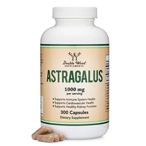 astragalus root capsules – 1,000mg per serving (300 capsules, bulk supply) high in polysaccharides, manufactured and tested in the usa for healthy aging, overall, and immune support by double wood