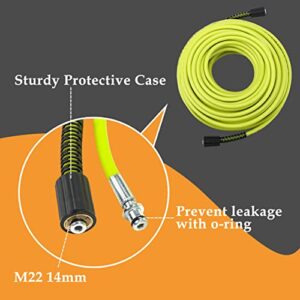 M MINGLE Pressure Washer Hose 100 FT x 1/4" - Replacement Power Wash Hose with Quick Connect Kits - High Pressure Hose with M22 14mm Fittings - 3600PSI