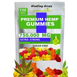 hemp gummies 750,000mg premium organic sugar-free natural health support high potency rich in vitamins b e c d omega 3 6 9 super gummy bears