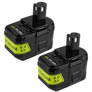 2 pack replacement batteries for ryobi 18-volt lithium battery for ryobi 18volt one+ cordless power tools p100 p102 p103 p105 p107 p108 p109 p122 for 18volt ryobi