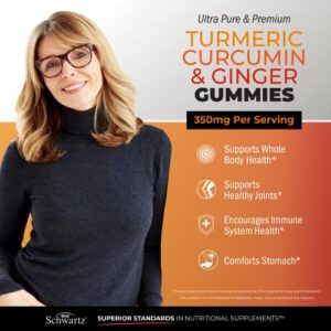 Turmeric Curcumin Ginger Gummies - 120 Count (60 Day Supply) - Natural Joint Support - Vegan Turmeric Gummy Supplement for Ultra High Absorption - Non-GMO - Made in The USA - Delicious Peach Flavor