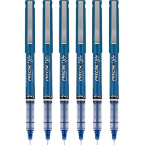 pilot precise v7 stick rolling ball pens, fine point, blue ink, 6 pack