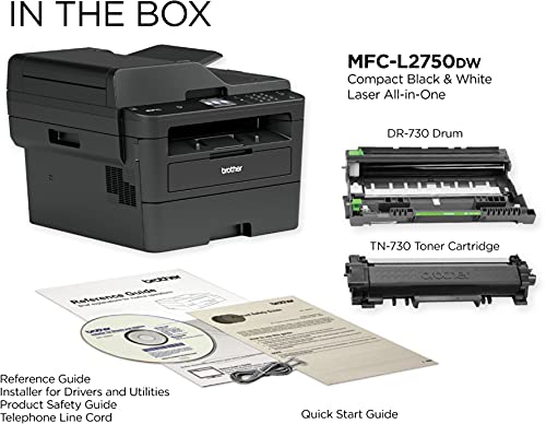 Brother MFC-L27 50DW All-in-One Wireless Monochrome Laser Printer, 2.7” Color Touch, 36ppm, Automatic Duplex (2-Sided), Durlyfish