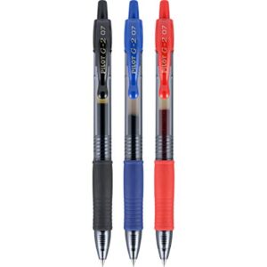 PILOT G2 Premium Refillable & Retractable Rolling Ball Gel Pens, Bold Point, Black/Blue/Red Inks, 36-Pack Tub (14366)
