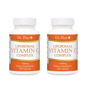 dr.plus + liposomal vitamin c complex 1500mg – 120 capsules – high absorption vitamin powerful antioxidant high dose fat soluble supplement set of 2
