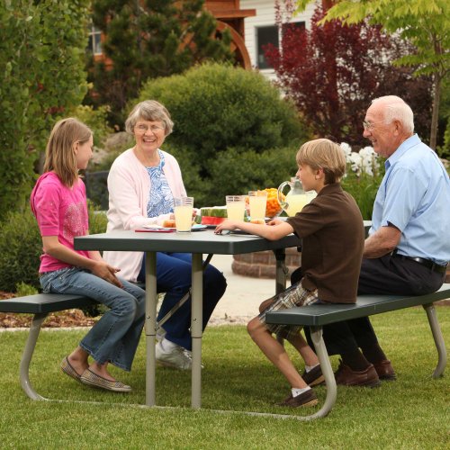 Lifetime 22123 Folding Picnic Table, 6 Feet, Hunter Green