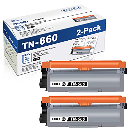 MaxColor 2 Pack Black TN-660 Toner Compatible High Yield TN660 Toner Cartridge Replacement for Brother HL- L2315DW L2320D DCP-L2520DW L2540DW MFC-L2700DW L2705DW L2707DW Printer