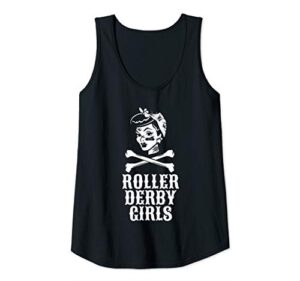 womens roller derby girls pinup crossbones flat track roller derby tank top