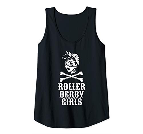 Womens Roller Derby Girls Pinup Crossbones Flat Track Roller Derby Tank Top