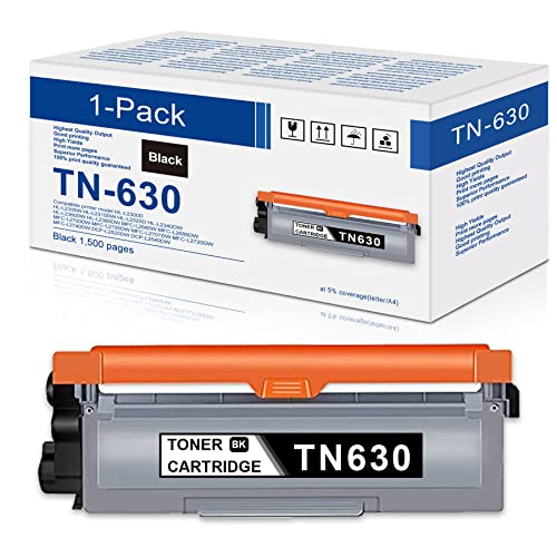 (1-Pack) Compatible TN630 TN-630 Toner Cartridge Replacement for Brother Black TN630 with HL-L2305W L2315DW L2360DW MFC-L2680W L2685DW L2707DW L2720DW L2740DW DCP-L2520DW L2540DW Series Printer