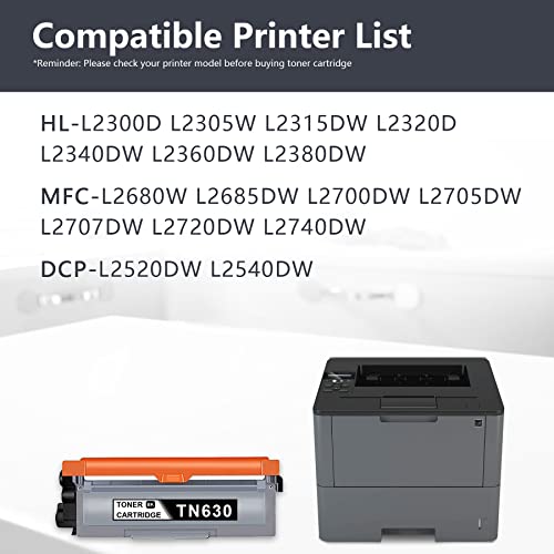 (1-Pack) Compatible TN630 TN-630 Toner Cartridge Replacement for Brother Black TN630 with HL-L2305W L2315DW L2360DW MFC-L2680W L2685DW L2707DW L2720DW L2740DW DCP-L2520DW L2540DW Series Printer