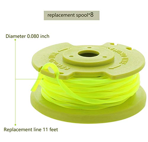 AC80RL3 String Trimmer Replacement Spool Line 080 Inch Twisted Line Compatible with Ryobi One Plus+ AC80RL3 18v, 24v, and 40v Cordless Trimmers ，Weed Eater String Auto-Feed Spool Line 11ft（8-Pack）