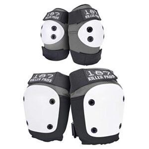 187 killer pads knee pads, elbow pads combo pack, grey, x- small