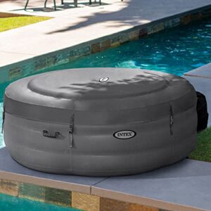 Intex 28481E Simple Spa 77in x 26in 4-Person Outdoor Portable Inflatable Round Heated Hot Tub Spa with 100 Bubble Jets, Filter Pump, and Cover, Black